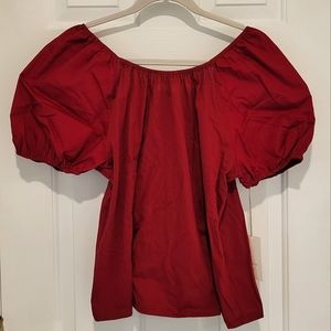 A New Day (Target) Red Puff Sleeve Blouse, Size Medium
